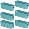 EURXLQ 6 Cestini Portaoggetti Plastica Scatole Organizer con Manici 28 cm,Contenitori per Armadio,Contenitore Plastica,Organizer Portaoggetti per Cucina Bagno Cosmetici,28 x 10 x 11 cm (Verde)