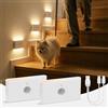 Dinoho Luce Notturna Sensore di Movimento, 3 Modalità AUTO ON/OFF Lampada LED Ricaricabile, Luci Batteria Dimmerabile Bianco Caldo/Naturale/Freddo, Lucina Notte Bambini per Armadi, Scale, Corridoio, 2 Pezzi