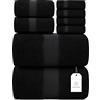 White Classic Set di 8 Asciugamani da Bagno di Lusso, 100% Cotone Turco, Altamente Assorbenti, 2 Asciugamani 700 g/m², 2 per Le Mani, 4 Salviette, Nero