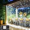 Joycome Tenda Luminosa Natale 300 LED 3x3m Luci Natale con Spina, Timer, 8 Modalità Addobbi Natalizi per La Casa Impermeabile Cascata Luci per Finestra Balcone Festa Interno Esterno Decor (Bianco)