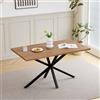 GrandCA HOME Tavolo da Pranzo da 140 cm, Tavolo da Cucina Moderno e Minimalista, Quattro Gambe in Metallo, Adatto a Soggiorno e Sala da Pranzo, Marrone Scuro