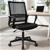 BAKAJI Sedia da Scrivania Girevole con Altezza Regolabile, Poltrona Base Nylon, 4 Ruote Piroettanti, Seduta Traspirante Antisudore, Alzata a Gas, Ideale per Casa, Ufficio, Imbottitura Schiuma (Nero)