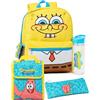 SPONGEBOB SQUAREPANTS Zaino Set Bambini 4 Pezzi | Blue Yellow School Bag Patrick Lunch Box Gary Pencil Case Logo Water Bottle Regali di merchandising di programmi televisivi