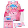 Peppa Pig Kids 4 Piece Zaino Set | Girls Boys Animated George Pig Hearts Pink Rucksack Lunch Bag Pencil Case Water Bottle Regali per borse per il ritorno a scuola