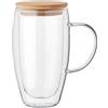 Tazza in vetro borosilicato a doppia parete 450ml Exting name personalizzate o neutre
