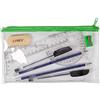 Linex Set di astucci trasparenti riempiti, per studenti di matematica, righello, goniometro