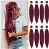 BARSDAR Pre-Stretched Braiding Hair, 66cm 8 Confezioni Rosso Lunga Braiding Hair Pre-Stretched Twist Braid Yaki Texture Capelli Sintetici Africane Extension Capelli Per Trecce - 900# Borgogna