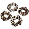 AMOR SPES Set di 4 elastici per capelli con stampa leopardata, per donne e ragazze, accessori per capelli