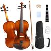 Yinfente Kit per violino acustico 4/4 3/4 1/2 1/4 a 4 corde in acero e abete rosso, accessori in legno massello per principianti, bambini, custodia per studenti, arco, corde extra realizzate a mano