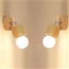 LIGKIN 2 Pezzi Applique da Parete in Legno Retrò Lampada da Parete Deco Spot da Parete 350° Rotante Illuminazione da Parete E27 Plafoniera Interna per Corridoio Camera da letto Scala (Quadrato)