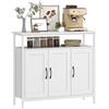 HOMCOM Credenza Cucina con Ripiano Aperto e 2 Armadietti, Mobile Cucina con Ripiani Regolabili in Legno, Credenza Soggiorno Buffet per Ingresso, Salotto e Sala da Pranzo, 100x35x88 cm, Bianco