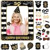 POPOYU Decorazioni per il 50°compleanno, unisex, cornice gonfiabile per selfie e 34 accessori per cabina fotografica