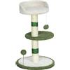 PawHut Albero Tiragraffi con Lettino per Gatti, 2 Palline, Piattaforma e Palo in Sisal, Verde e Bianco | Aosom Italy
