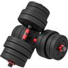 HOMCOM Set 2 Manubri Antiscivolo con 16 Dischi Pesi da 30 kg totali e Connettore, in Acciaio, HDPE e Sabbia, Nero | Aosom Italy