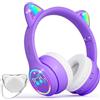 I love e iFecco iFecco Cuffie Bluetooth Bambini con Microfono,Wireless Cuffie per Bambina con Borsa,Luci LED Cat Ear Cuffie per iPad / Tablet Bambini / Smartphone / Scuola