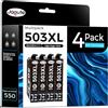 Jagute 4 Pacchetti Cartucce 503XL Nero compatibili con Epson 503 503XL Multipack per Epson Expression Home XP-5200 XP-5205 Workforce WF-2960DWF WF-2965DWF WF-2960 (4 Nero)