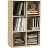 HOMCOM Mobile Libreria a 6 Cubi, Libreria Salvaspazio in Legno, Scaffale Divisorio per Stanza, Soggiorno, Camera da Letto e Ufficio, 65.5x30x97.5 cm, Color Rovere