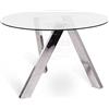 STONES HOME FURNITURE, Tavolo Rotondo Fisso in Vetro Temperato e Gambe in Metallo, Tavolo da Pranzo Moderno da 4 Posti, Modello Rondò, Base Colore Grigio Cromato, 120 x 120 H 75 cm