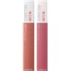Maybelline New York SuperStay Matte Ink Tinta Labbra Colore 15 Lover + Maybelline New York SuperStay Matte Ink Tinta Labbra Colore 65 Seductress - 2 Rossetti con Applicatore a Punta