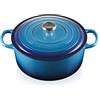 Le Creuset Cocotte rotonda Evolution in ghisa vetrificata con Coperchio, diameter 28 cm, Azzurro, 21177282202430