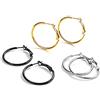 FOCALOOK Set di Orecchini a Cerchio Donna 30mm 3 Paia - Acciaio Inossidabile - Grandi Cerchi in Argento, Nero, Oro