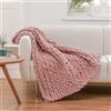WESHIONGOO Coperta a maglia spessa per divano letto, soffice coperta morbida con filato di ciniglia jumbo spesso 100% fatto a mano (rosa, 100 x 100)