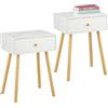 Relaxdays Comodino da Notte con Cassetto, Tavolino Laterale Camera Letto, HLP: 55x40x32 cm, Stile Marmo, Bianco Grigio