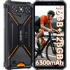 OUKITEL G3 Rugged Smartphone - 2025, 16GB+128GB/1TB Telefono Indistruttibile, 6 HD Display 6300mAh 13MP IP68/IP69K Corning Glass 5 Cellulare Robusto, OTG/GPS/4G Dual SIM/Face ID/3.5mm jack, Arancione