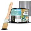 JOVIRA PINTURAS Chalk Paint - Vernice gessata all'acqua opaca + Pennello speciale per legno. Rinnovate i vostri mobili con creatività. (375 Millilitri, Argento + Penello)