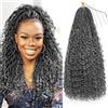 XIIMENALU Boho Faux Locs capelli intrecciati, 8 confezioni di morbide locs divine con estremità arricciate, extension di capelli intrecciati Bohemian River Locs pre-lanciate per donne nere (F1B/Grigio