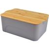 Homéa, Bo x Plastica con Coperchio Bambù 5L 28 x 18 x h,10,5 cm Tortora