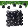 Relaxdays Palline di Natale, Set da 50 Palle Albero, Addobbi Natalizi, ∅ 6 cm, Sfere in Plastica Lucida e Opaca, Nero