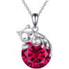 Vadmans Collana in argento Sterling con ciondolo a forma di gatto, con zirconi, gioiello gotico per donne amanti degli animali, regalo, normale, Argento sterling, Non pietra preziosa