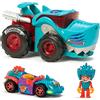 T-Racers Mega Wheels T-Shark - Veicolo lanciatore con 1 conducente esclusivo e 1 veicolo esclusivo. Compatibile con altre auto T-Racer