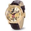 Disney Mickey Watch - Orologio da uomo - Topolino Orologi per Uomo Giocattoli - Mouse anni '90 - Lancette articolate - Vintage - Cassa Argento - Cinturino in Pelle Nero, Marrone