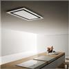 Elica PRF0098000 ETOILE 60X1000 AP WH-GL-F - Cappa a soffitto filtrante 100 cm, 475 m³-h, Classe B, 60 dB, Telecomando, 3 velocita' + intensiva, Filtro antigrasso in alluminio + filtro carbone, Illuminazione LED 2x10 W, Vetro bianco e acciaio inox