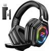 Ozeino Cuffie Gaming Wireless con Microfono 2,4 GHz, Trasmettitore USB 2,4 G e Type C, Durata della batteria di 30 ore, Cuffie Gaming per Ps5, Ps4, PC