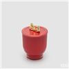 EDG Enzo De Gasperi Candela di Natale Fiocco con Vaso H 13 Cm D 9 Cm berry Fruit Rosso Oro