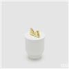 EDG Enzo De Gasperi Candela di Natale Fiocco con Vaso H 11 Cm D 7 Cm Frangipani Bianco Oro