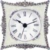 NIKKY HOME Orologio da tavolo analogico al quarzo, elegante e carino, in peltro, con strass rosati, 8,8 cm, bianco e rosa