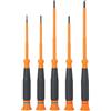 Klein Tools 85615INS Mini Precision Screwdriver Set, 1000V Rated Insulated Screwdrivers with (2) Phillips and (3) Slotted Tips, 5-Piece