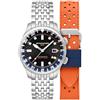 Spinnaker Bradner GMT SP-5121 - Orologio automatico da uomo, 42 mm, con cinturino in acciaio inox massiccio, Ombra notturna, Small (<6 Inch), Bradner Gmt Automatico