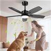 Airwit 106cm Ventilatore da Soffitto con Luce Doppia Faccia Pale, Silenzioso Ventilatore Soffitto con Telecomando e Reversibile DC Motore, Lampada Ventilatore Soffitto per Camera da Letto, Soggiorno