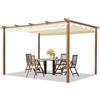 TOOLPORT PRIMEYARD Pergola 3x4 m Gazebo da Giardino con Tetto Scorrevole Struttura in Acciaio Look Legno