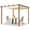 TOOLPORT PRIMEYARD Pergola 3x3 m Gazebo da Giardino con Tetto Scorrevole Struttura in Acciaio Look Legno