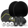 JOOLA Black Duo PRO - Set di 2 racchette da ping pong + 3 palline da ping pong + custodia da ping pong, colore nero, 6 pezzi