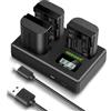 NEEWER Set di Batteria di Ricambio e Caricatore per LP-E6P/LP-E6NH/LP-E6N, 3 Pack 2200mAh e Caricatore USB a Triple Slot,Compatibile con Canon EOS R5 Mark II R5 R6 R7 R 5DIV 6DII 7DII 60D 70D 80D 90D