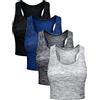 BOAO 4 Canottiere da Donna, Senza Maniche, con Schiena Incrociata, Nero, Blu, Marrone, Bianco, M