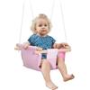 Outsunny Seggiolino Altalena per Bambini in Tessuto e Legno con Cuscino, per Casa e Giardino, 40x40x180cm Rosa|Aosom