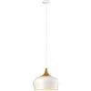 Eglo lampada a sospensione Obregon, 1 fiamma, design moderno, metallo crema | e legno quercia, lampada da tavolo da pranzo, lampada da soggiorno con attacco E27
